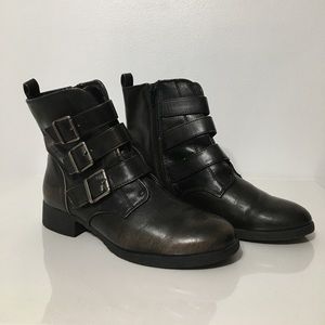 Brown Ankle Boots with Buckled Design